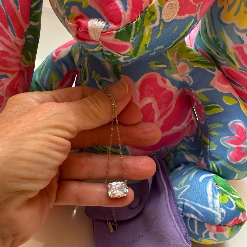 👑✨Melinda Maria~Your Royal Highness~ Silver emerald cut Necklace with Pendant👑 - Picture 10 of 11